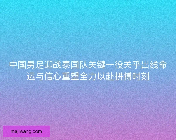中国男足迎战泰国队关键一役关乎出线命运与信心重塑全力以赴拼搏时刻