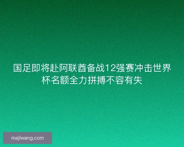 国足即将赴阿联酋备战12强赛冲击世界杯名额全力拼搏不容有失