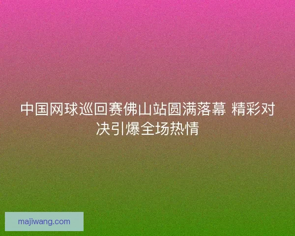 中国网球巡回赛佛山站圆满落幕 精彩对决引爆全场热情