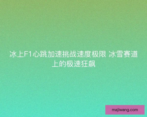 冰上F1心跳加速挑战速度极限 冰雪赛道上的极速狂飙